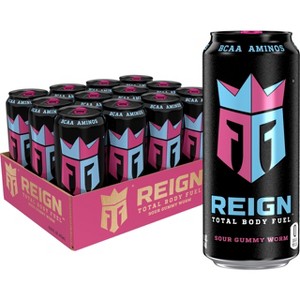 Reign Total Body Fuel, Sour Gummy Worm - 16 Fl Oz (Pack of 12) - 1 of 4