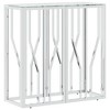 vidaXL Console Table 27.6"x11.8"x27.6" Stainless Steel and Glass - 2 of 4