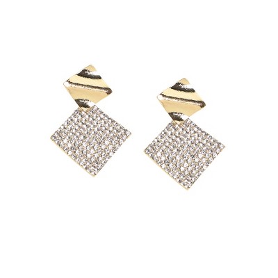 Women's Geometric Bling Drop Earrings - Chalice Silver