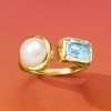 Ross-Simons 8-8.5mm Cultured Pearl and 1.40 Carat Sky Blue Topaz Ring in 18kt Gold Over Sterling - 4 of 4