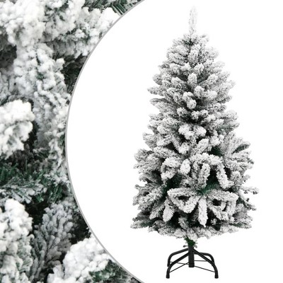 vidaXL Artificial Hinged Christmas Tree with Flocked Snow - Lifelike PVC Tips, Sturdy Metal Stand