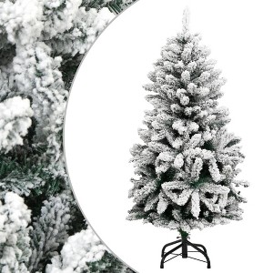 vidaXL Artificial Hinged Christmas Tree with Flocked Snow - Lifelike PVC Tips, Sturdy Metal Stand - 1 of 4