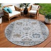 Blue And Gray Floral Washable Indoor Outdoor Area Rug - 2 of 4