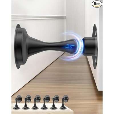 DOMETOUR Magnetic Door Stoppers 6 Pack - Stainless Steel, Heavy Duty, Wall/Floor Mount, No-Drill, Adhesive & Screws, Door Holder