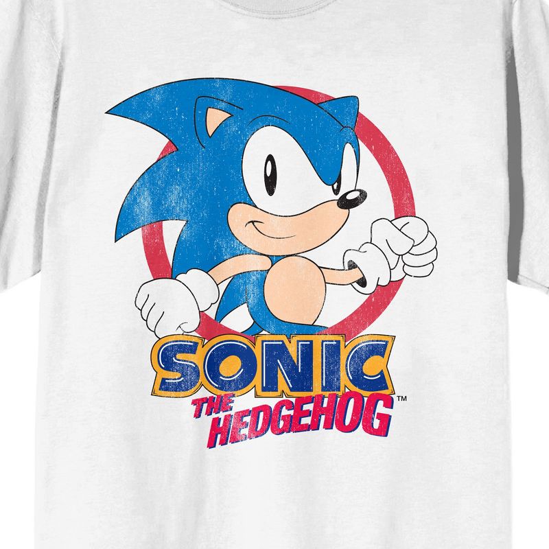 Sonic the Hedgehog Distressed Character In Red Circle Crew Neck Short Sleeve White Women's T-shirt, 2 of 4
