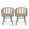 Modern Patio Dining Chair Set of 2,Dining Chair with Wicker Backrest and Armrest for Outdoor,Poolside-Tanpinhause - 3 of 4