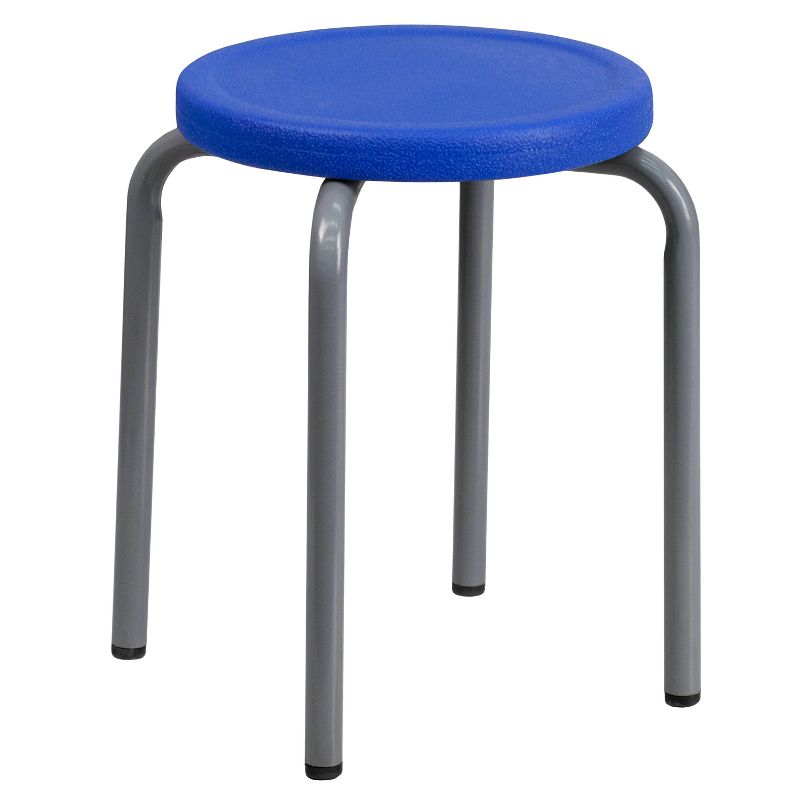Flash Furniture Stackable Stool with Silver Powder Coated Frame, 1 of 4