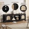 59" TV Stand with Rattan Doors, Adjustable Shelves, and 2-Tier Open Storage, Boho Wood Media Console for Living Room Entertainment - 4 of 4