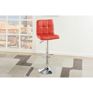 Modern Red Faux Leather Adjustable Swivel Barstool with Stitched Seat and Chrome Base, Armless Design, Set of 2 for Counter or Home Bar - 1 of 4