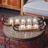 Olivia & May Set of 2 Farmhouse Glass/Metal Candle Holders with Handles with Wood Board Base Black: Rustic Pillar Candlestick Set - 2 of 4