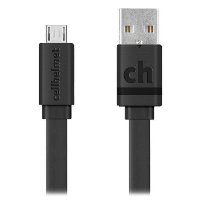 cellhelmet® Charge and Sync 3-Ft. USB-A to Micro USB Flat Cable in Black, Size: 3 Ft.