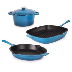 BergHOFF Neo 4Pc Cast Iron Cookware Set, Square Grill Pan 11", Fry Pan 10" & 3qt. Covered Dutch Oven - 1 of 4