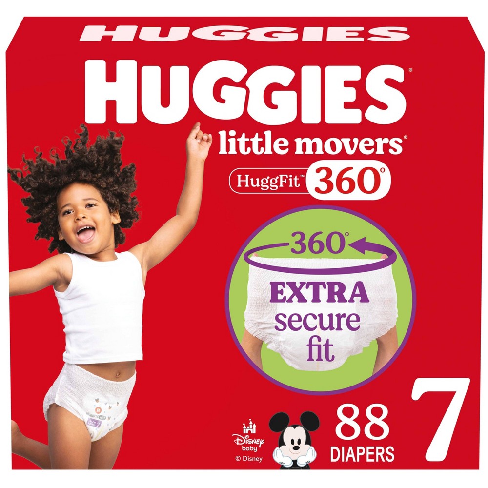Huggies Little Movers HuggFit 360 Pull On Diapers - Size 7 - 88ct