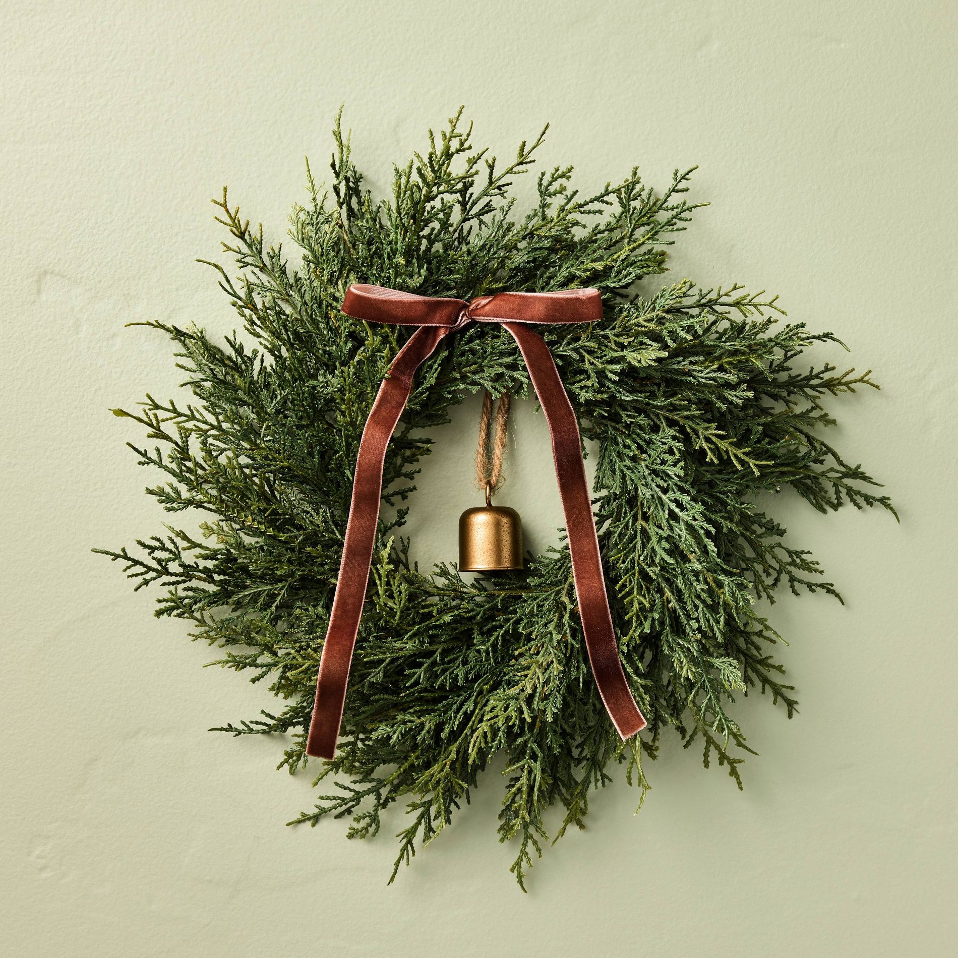 Christmas Cedar Bow Bell Mini Wreath - Hearth & Hand™ with Magnolia