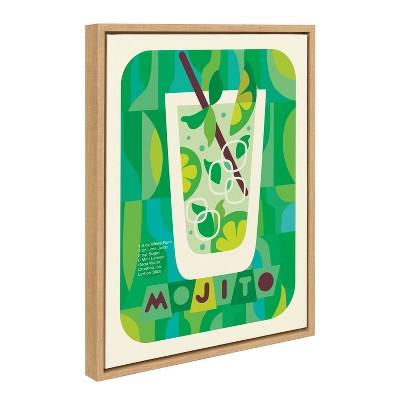 Kate & Laurel All Things Decor 18"x24" Sylvie MCM Mojito Framed Canvas Wall Art by Rachel Lee Natural Colorful Mid-Century Drink Wall Art