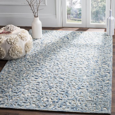 Elegant Trace Square Hand-Tufted Wool Rug in Blue - 4' x 4'