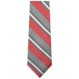 TheDapperTie Men's Red, White And Black Stripes Necktie with Hanky - 1 of 3
