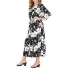 LA LEELA Women's House Daily Routine Evening Wear Holiday Casual Loungewear Loose Slit Dress Caftan Maxi House Sleep Shirt 2X-3X Black, Floral - 2 of 3