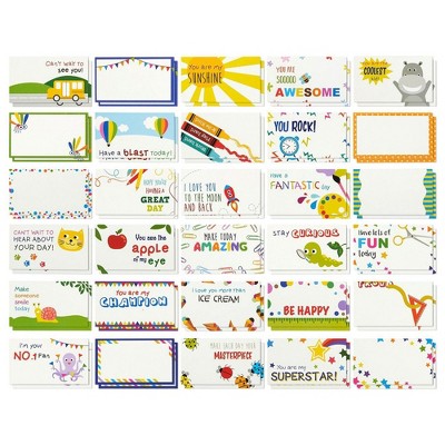 60-Sheet Lunch Box Notes for Kids Boys Girls, Inspirational Motivational School Lunchbox Cards, 2" x 3.5"