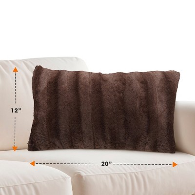 Chocolate Faux Fur Lumbar Throw Pillow Cover