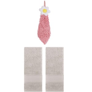 REGALWOVEN 3 Pcs Soft Absorbent Hand Towel Bathroom Decorative Set - 1 of 4