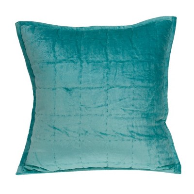Parkland Collection,Gorty Aqua Solid Quilted Throw Pillow