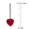 EVERLY JEWELRY | Sterling Silver 6 CT TGW Created Ruby and Created White Sapphire Heart Drop Earrings - 3 of 4