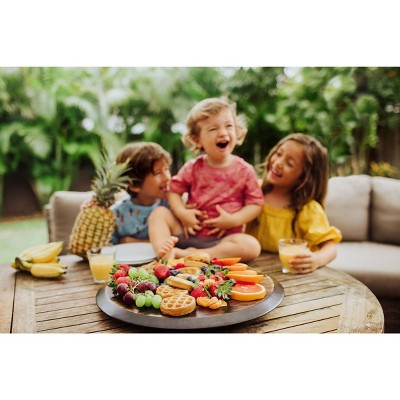 Fire Acacia Wood NFL Lazy Susan Serving Tray with Chalkboard Rim