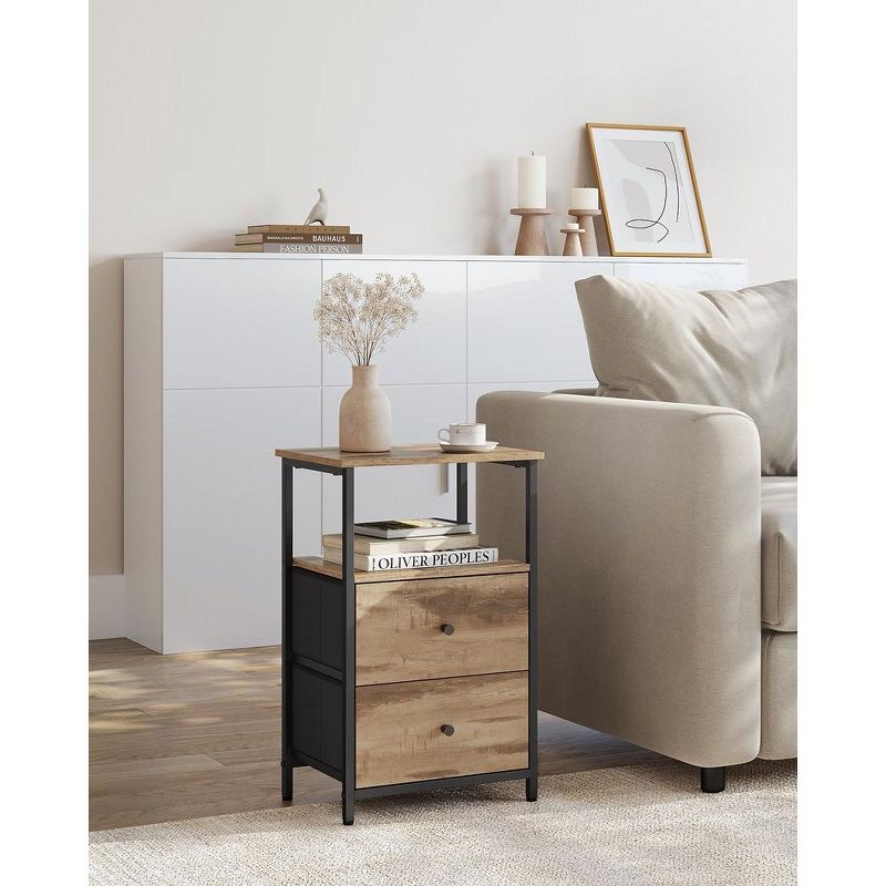 VASAGLE Nightstand, 24-Inch Tall Side Table with 2 Fabric Drawers and Storage Shelf, for Bedroom, 2 of 7