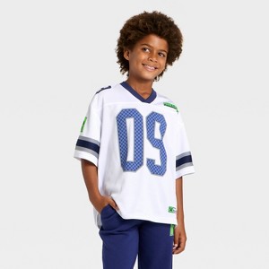 Boys' Minecraft Creeper Mesh Football Jersey - Heather Gray/White/Navy Blue - 1 of 4