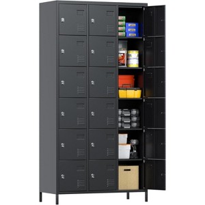 Aobabo 18 Doors Metal Storage Locker for Employees, Storage Locker for Employees School Office Gym Bedroom, Black, Assembly Required - 1 of 4