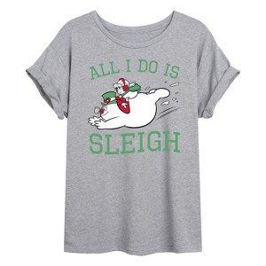 Women's - Frosty The Snowman - Christmas Oversized Graphic T-Shirt - 1 of 4