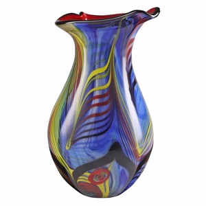 Luxury Lane Hand Blown Abstract Teardrop Art Glass Vase with Angled Lip - 1 of 4
