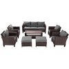 Sonkuki 8-Piece Patio Conversation Set with Ottoman and Side Table, Navy Blue Cushion - 2 of 4