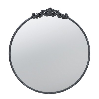 GlasFlength Decorative Wall Mirrors Baroque Inspired Full Length Mirror with Ornate Frame for Bathroom Living Room, Black, 30"*1.5"*32"