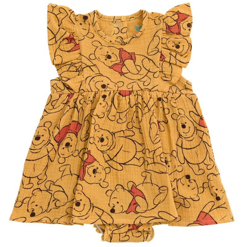 Disney Winnie the Pooh Baby Girls Cotton Gauze Dress Newborn to Infant, 1 of 7