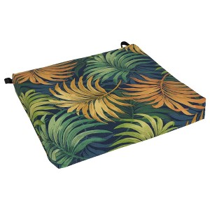 Blazing Needles, 20-inch by 19-inch Patterned Outdoor Spun Polyester Chair Cushion, Montfleuri Sangria - 1 of 2