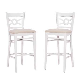 Set of 2 Teresa Ultra Suede Padded Seat Barstools White/Gray - Linon