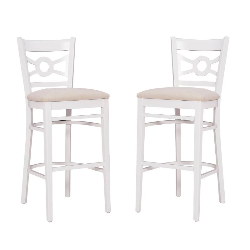 Set of 2 Teresa Ultra Suede Padded Seat Barstools White/Gray - Linon, 1 of 13