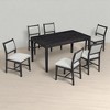 7-Piece Retro Dining Table Set with 1 Rectangular Wood Table and 6 Upholstered Chairs, Solid Wood Frame, for Kitchen or Dining Room - 2 of 4