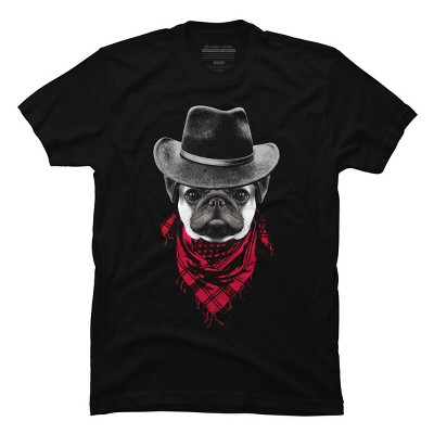 Men's Design By Humans Cowboy Pug By clingcling T-Shirt