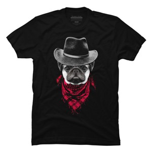 Men's Design By Humans Cowboy Pug By clingcling T-Shirt - 1 of 4