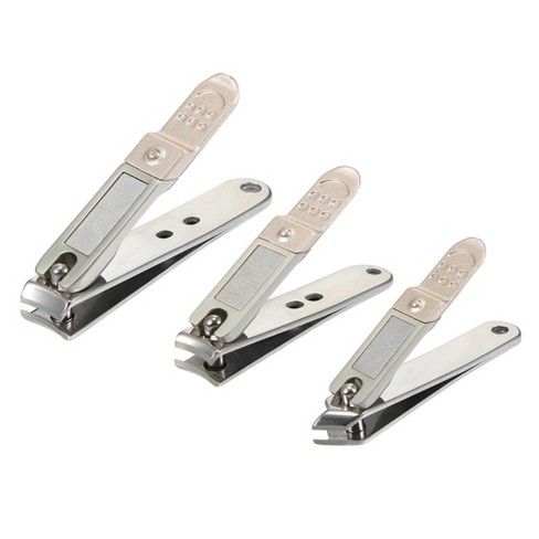 3 Pcs Nail Clippers for Nail Care Stainless Steel Silver Tone Titanium Tone