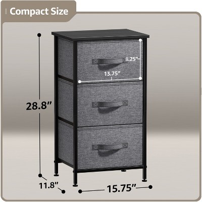 Compact Steel-Framed Nightstand with 3 Soft-Close Fabric Drawers