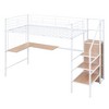 Twin Size Metal Loft Bed with Desk and Metal Grid, Stylish Metal Frame Bed with Lateral Storage Ladder and Wardrobe, Black - 3 of 4