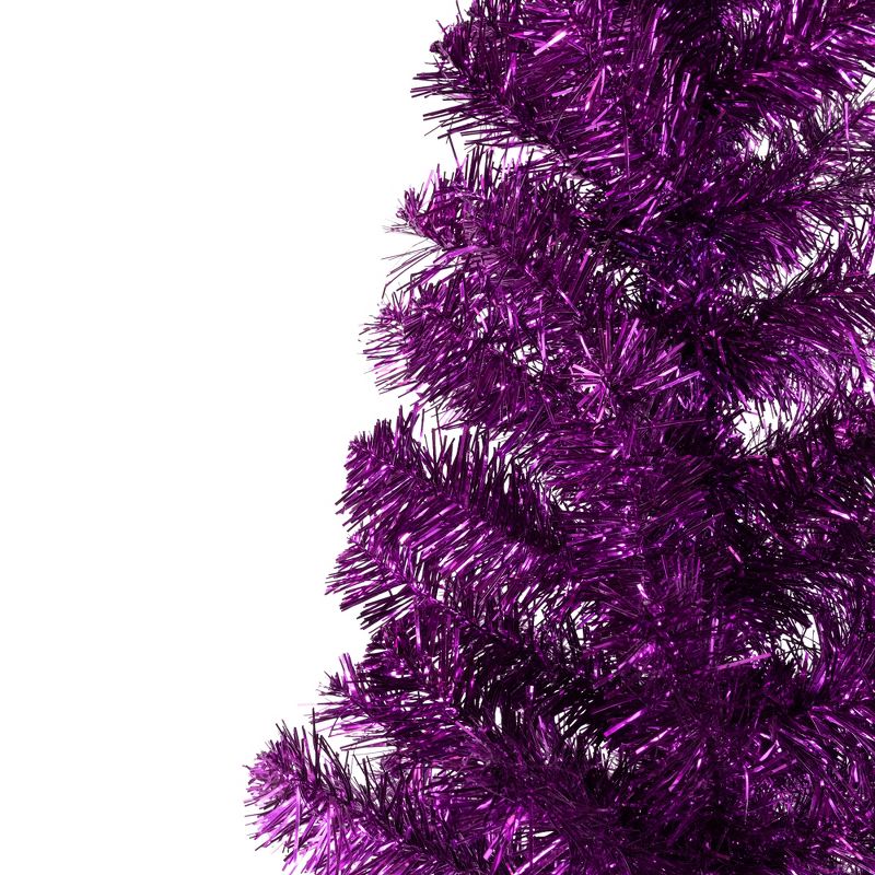 Northlight 4' Purple Artificial Tinsel Christmas Tree, Unlit, 4 of 8