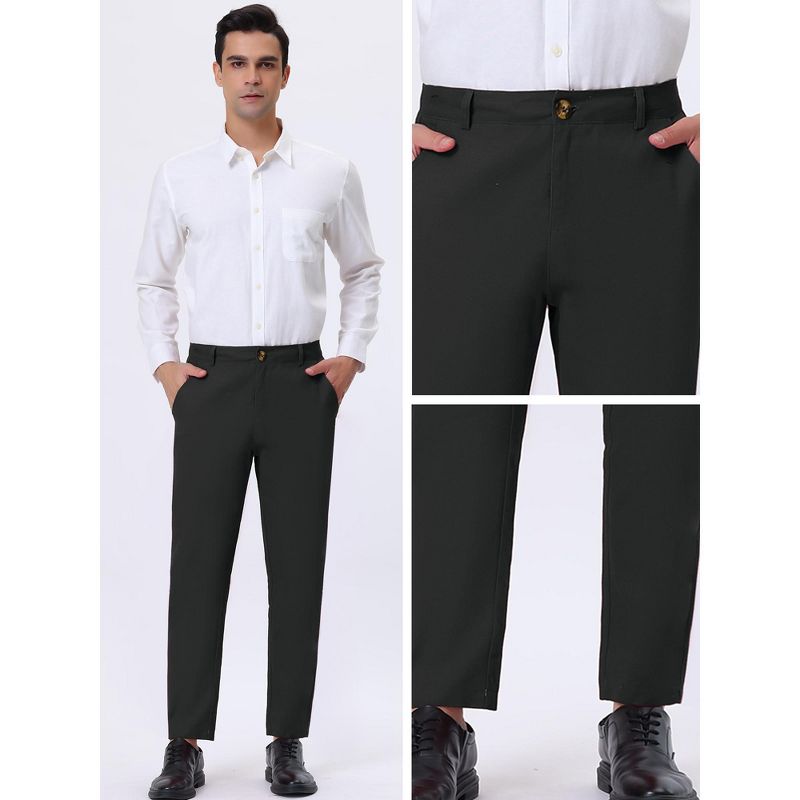 Lars Amadeus Men's Straight Fit Flat Front Chino Solid Color Dress Pants, 4 of 6