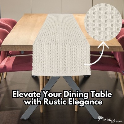 Cream Cotton Woven Textured Table Runner 36 Inch