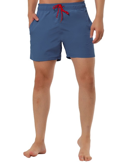 TATT 21 Men's Summer Casual Drawstring Waist Mesh Lining Board Shorts Dark Blue 38