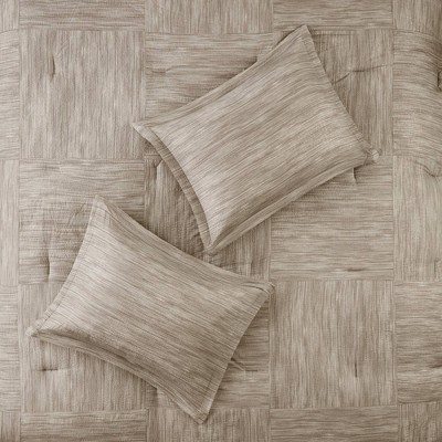 King Taupe Microfiber Seersucker Comforter Set with Decorative Pillows